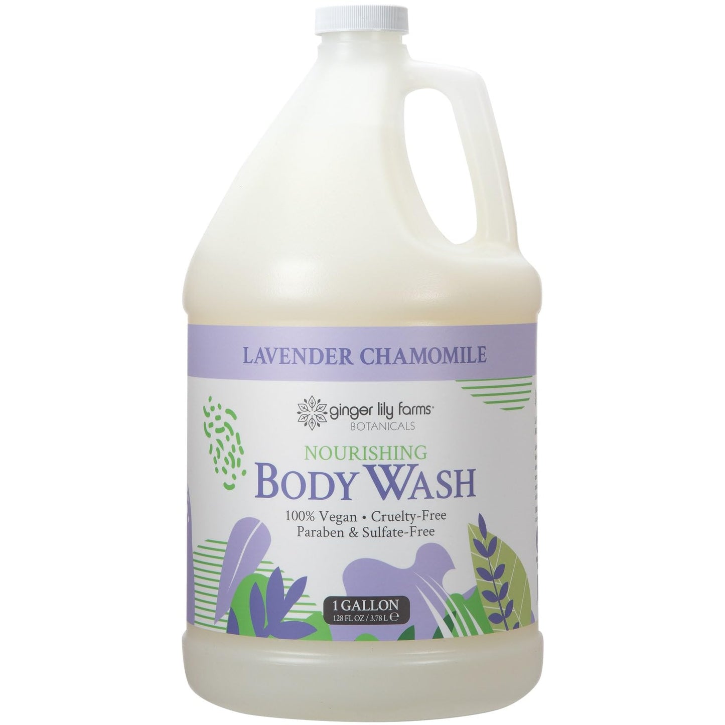 HotGinger Lily Farms Botanicals Nourishing Body Wash, Island Tranquility, 100% Vegan & Cruelty-Free, Green Tea Lemongrass Scent, 1 Gallon Refill (128 fl. oz.)