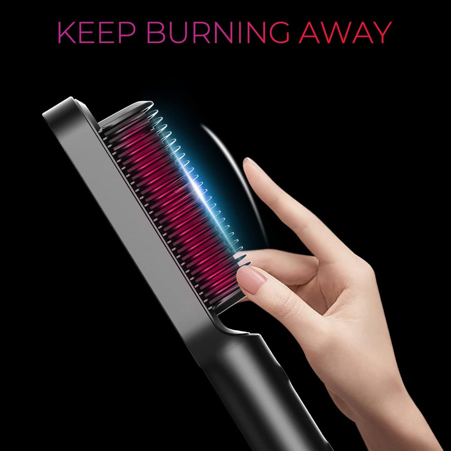HotHair Straightener Brush, TYMO Ring Hair Straightener Comb Straightening Brush for Women with 5 Temps 20s Fast Heating & Dual Voltage, Black