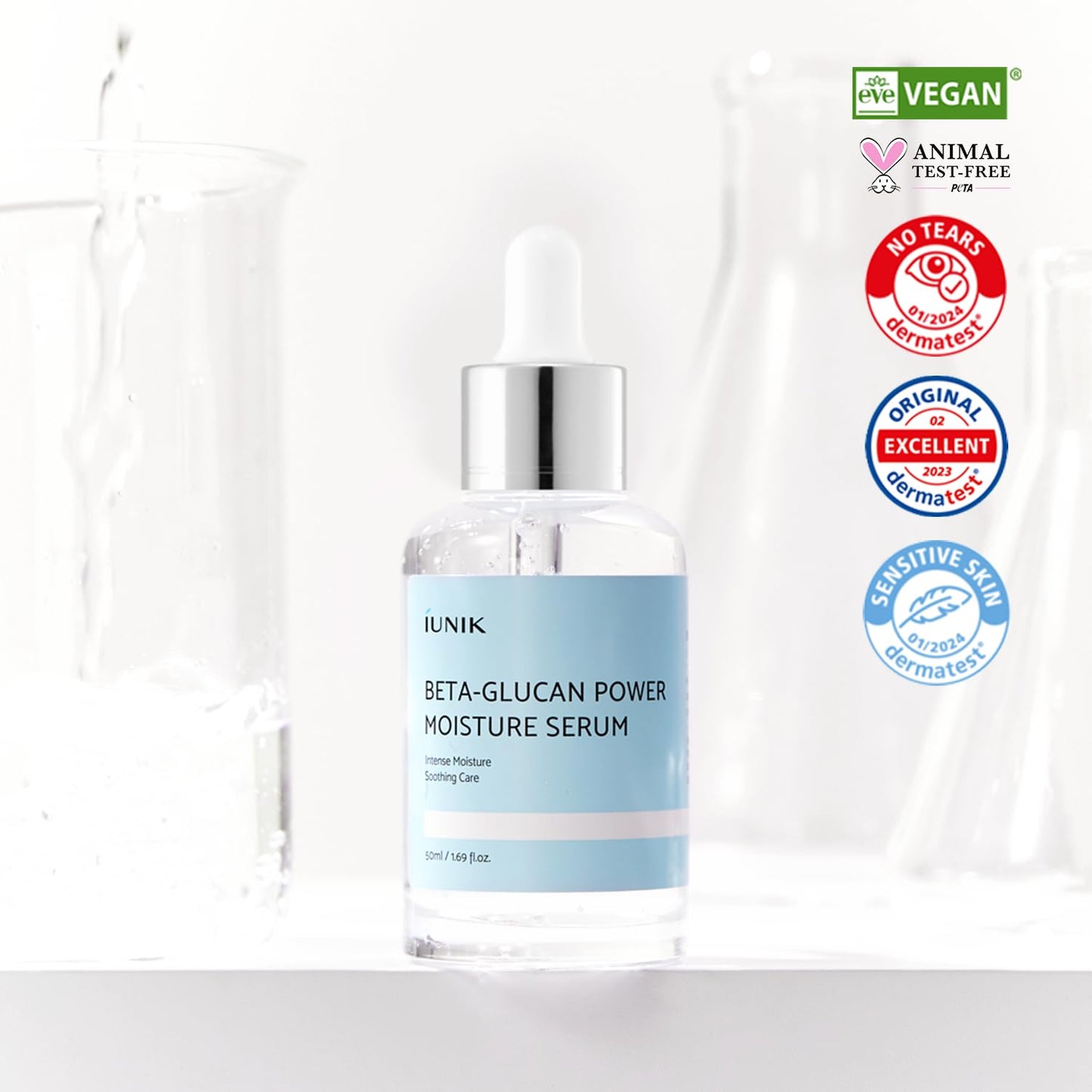 HotIUNIK Beta-Glucan Power Moisture Serum – Beta-Glucan & 7 Types of Peptides Deep Hydration Vegan Serum for Dry, Mature & Sensitive Skin, Korean Skincare, 50ml / 1.69 fl oz