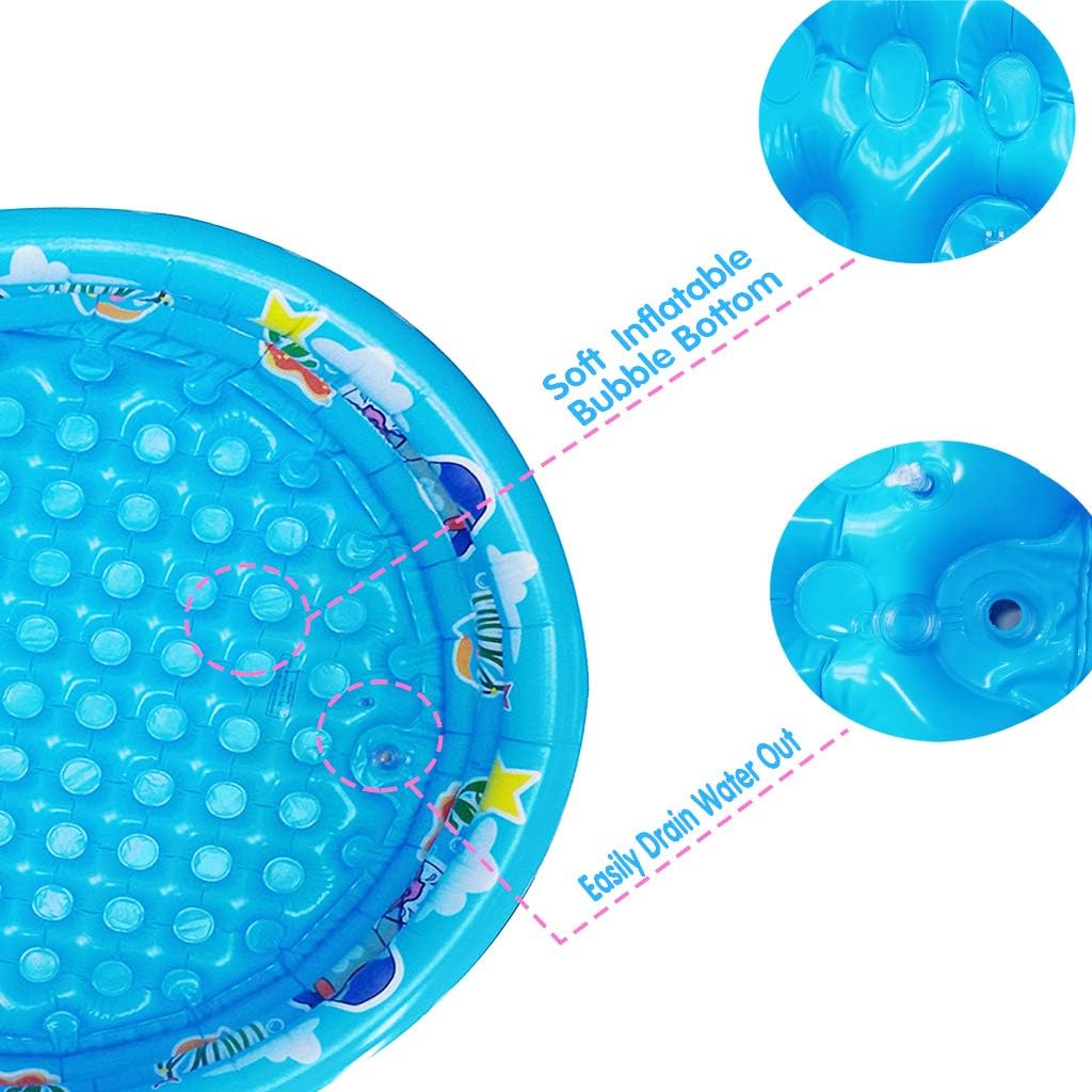 Hot3 Rings Kiddie Pool for Toddler, 48”X12”，Kids Swimming Pool, Inflatable Baby Ball Pit Pool, Small Infant Pool (Blue)