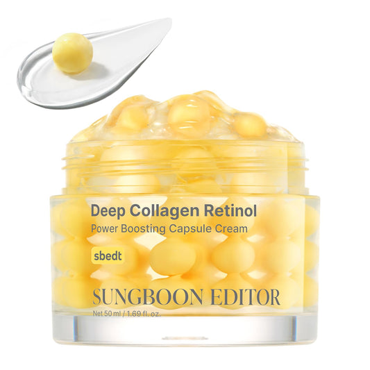 HotSUNGBOON EDITOR Deep Collagen Retinol Capsule Cream, Firm-Looking Moisturizer for Fine Lines & Dry Skin, with Copper Peptide, White Spicules & Adenosine, Korean Skincare, 1.69 fl oz