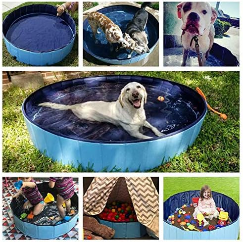 Hot Dog Pool Foldable pet Pool Dog Swimming Pool pet Swimming Pool PVC Non-Slip for All Kinds of Pets (32x8in)