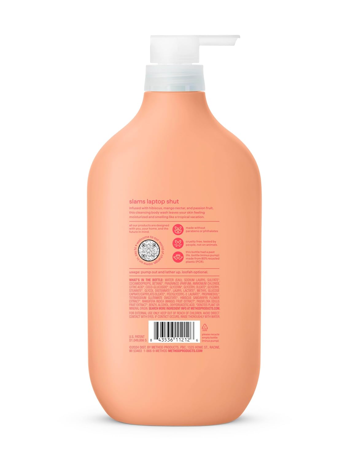 HotMethod Body Wash, Island Mist-Leaves Skin Feeling Soft & Moisturized, Made Without Parabens, Notes of Hibiscus, Mango Nectar & Passion Fruit, 28 fl oz
