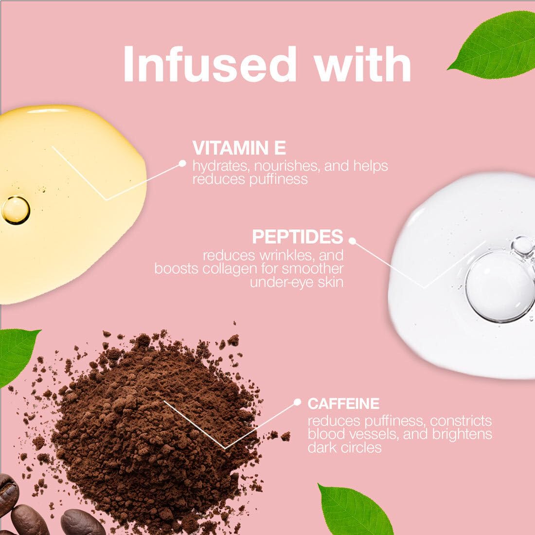 HotPalladio Under Eye Brightener, Conceal, Brightens, Reduces Appearance of Dark Circles, With Caffeine Peptides & Vitamin E, Tired Skin Color Correcting Brightener & Primer, Light to Medium (Soft Pink)