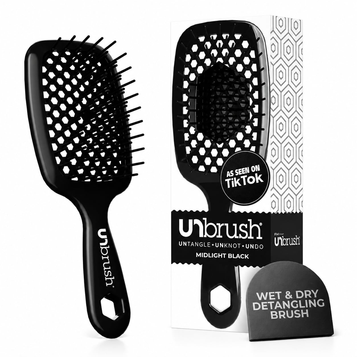 HotFHI Heat UNbrush Detangling Brush for Pain-Free Brushing on All Wet or Dry Hair Types — Durable DuoFlex Anti-Static Bristles, Lightweight Handle, Vented Hair Brush, Periwinkle Light Blue