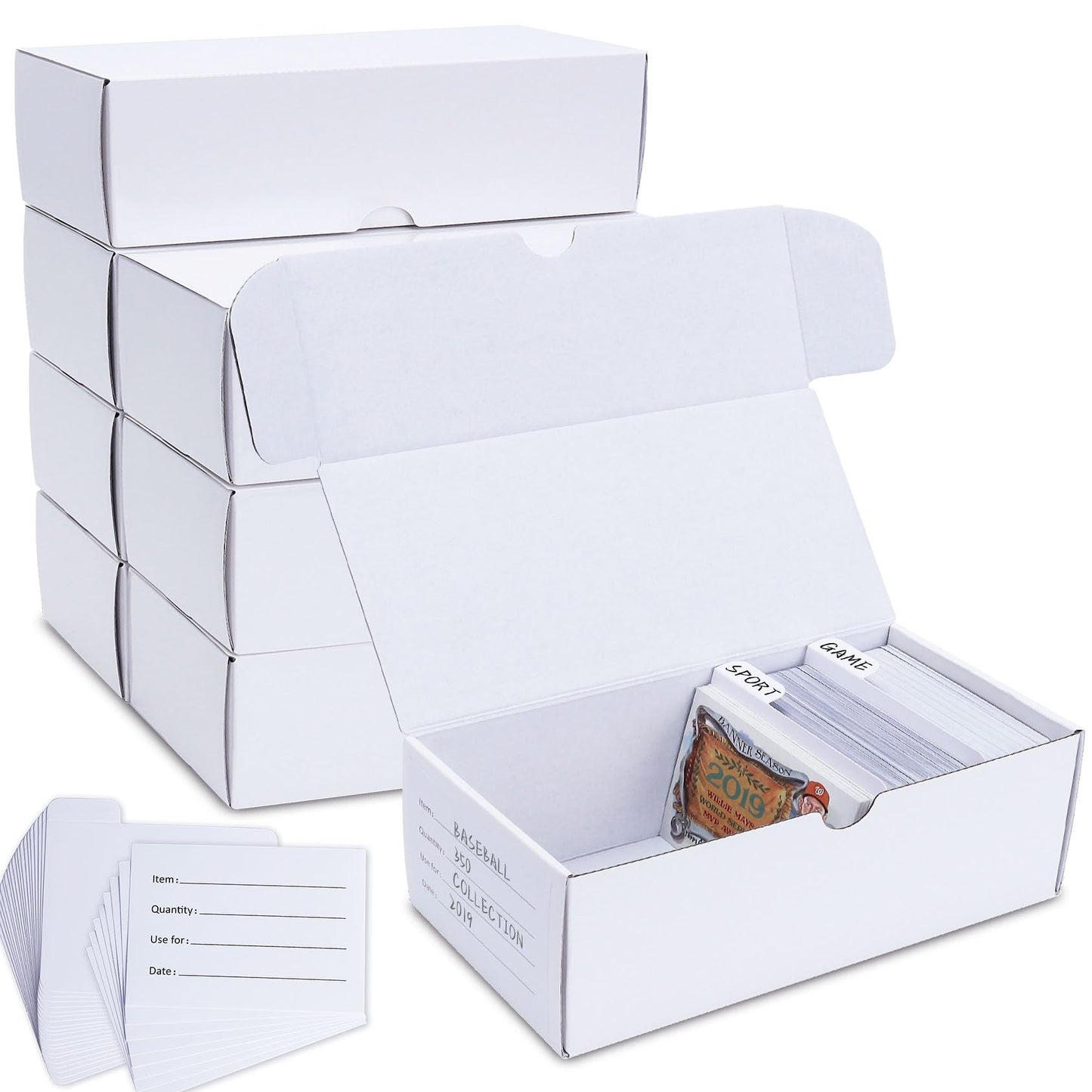 Hot Trading-Card Storage Box, 8-Pack • 1000 Count Corrugated Cardboard Storage Box with dividers & labels for TCG/Magic/Mtg storage and Collection, 14.4 INCH Horizontal
