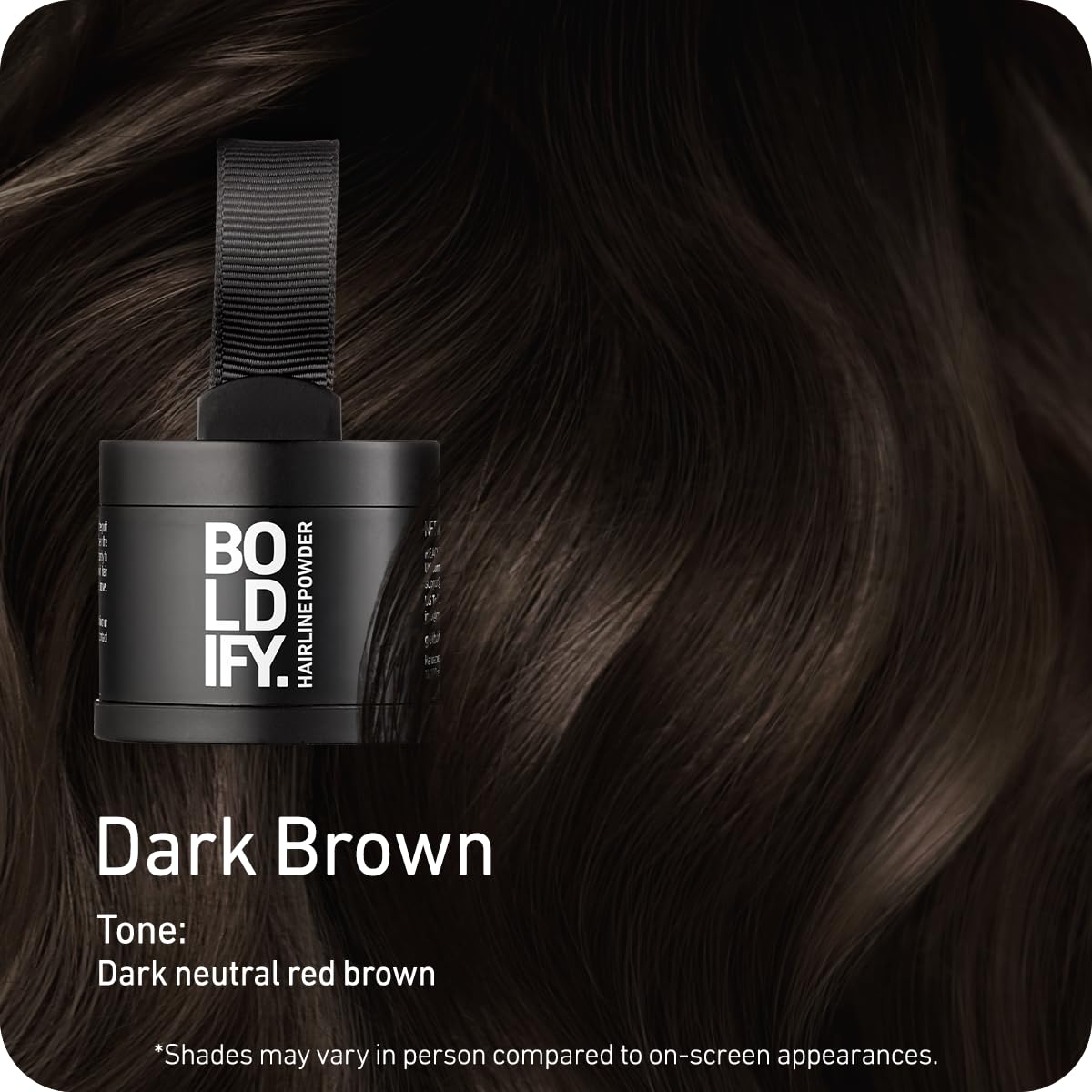 HotBOLDIFY Hairline Powder - Water-Resistant Root Touch Up Hair Color for Gray Coverage - 24-Hour Stain-Proof, Mess-Free Hair Powder for Thinning Hair (4g, Dark Brown)