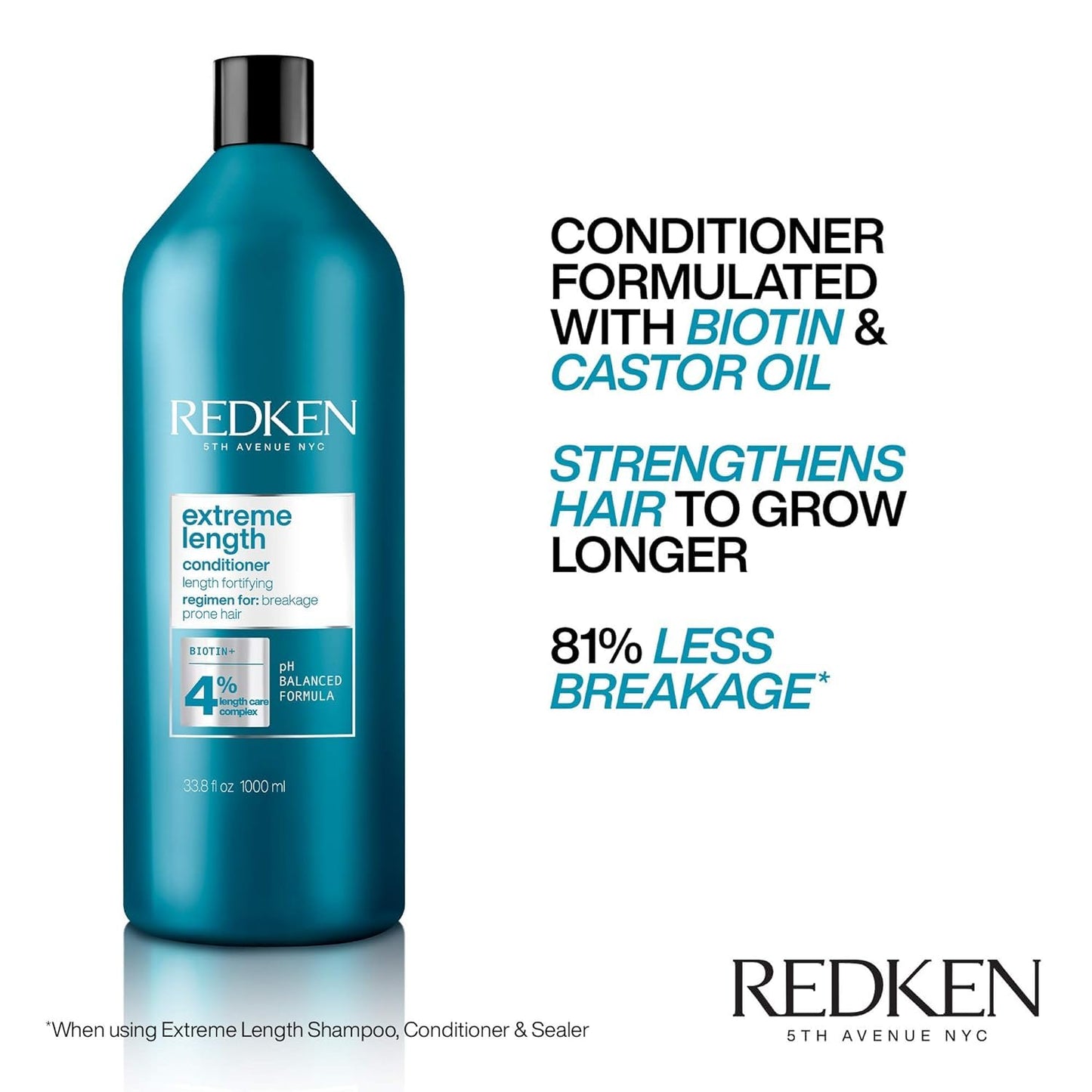 HotRedken Extreme Length Biotin Conditioner For Longer Hair – Promotes Healthy Hair Growth, Strengthens & Detangles Damaged Hair, Infused With Biotin & Castor Oil