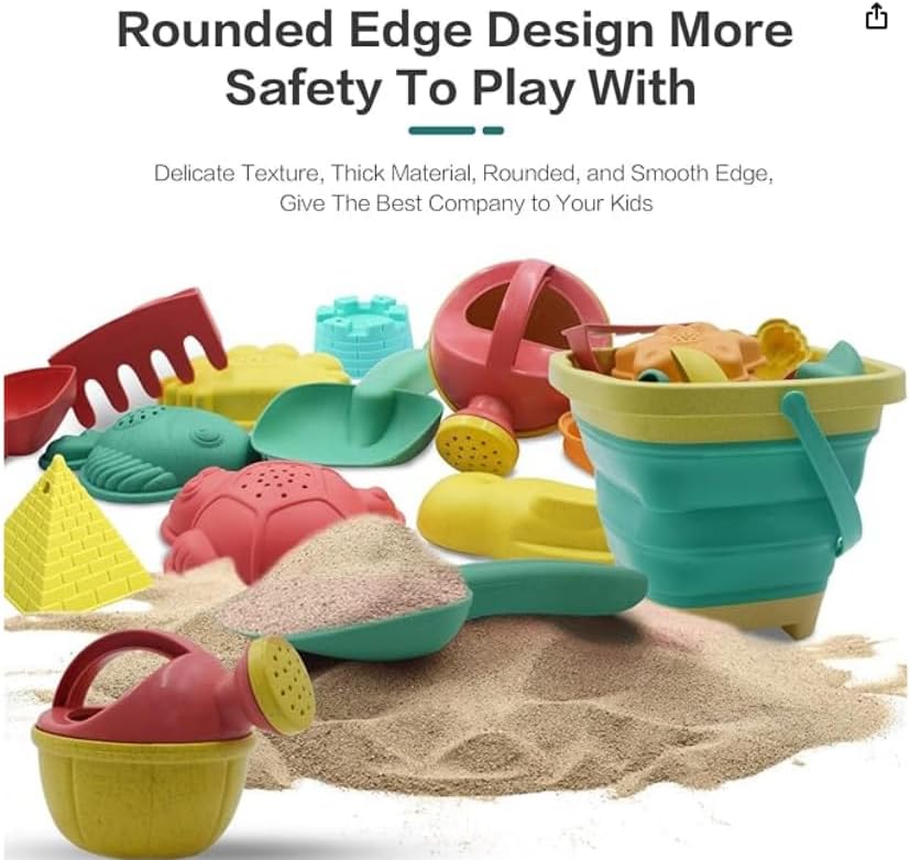 Hot Sawaruita Beach Toys for Kids - Sand Toys Set Includes Collapsible Sand Bucket Shovel and Sand Rake Toy for Beach 12 PCS, Sandbox Toys Sandcastle Building Kit (A)