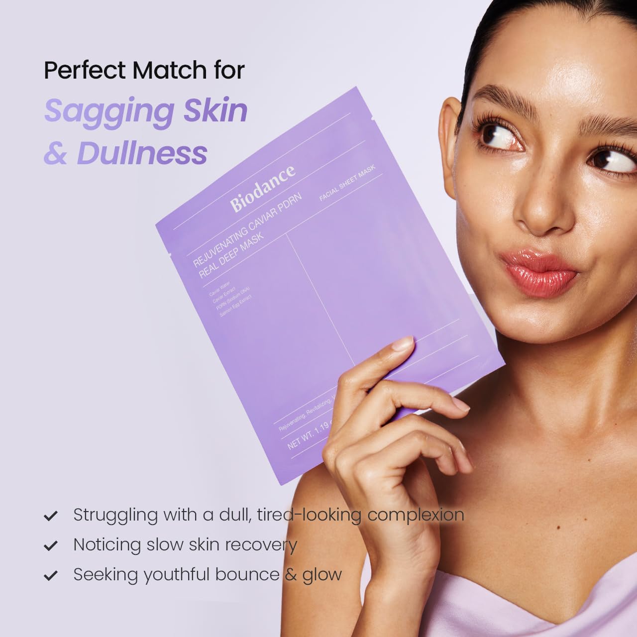 HotBIODANCE Rejuvenating Caviar PDRN Real Deep Mask, Overnight Hydrogel Face Mask, Skin Firming, Radiance, Enhancing Skin Recovery, Korean Skin Care, Self Care Gifts for Women | 1.19oz(34g) x 4ea