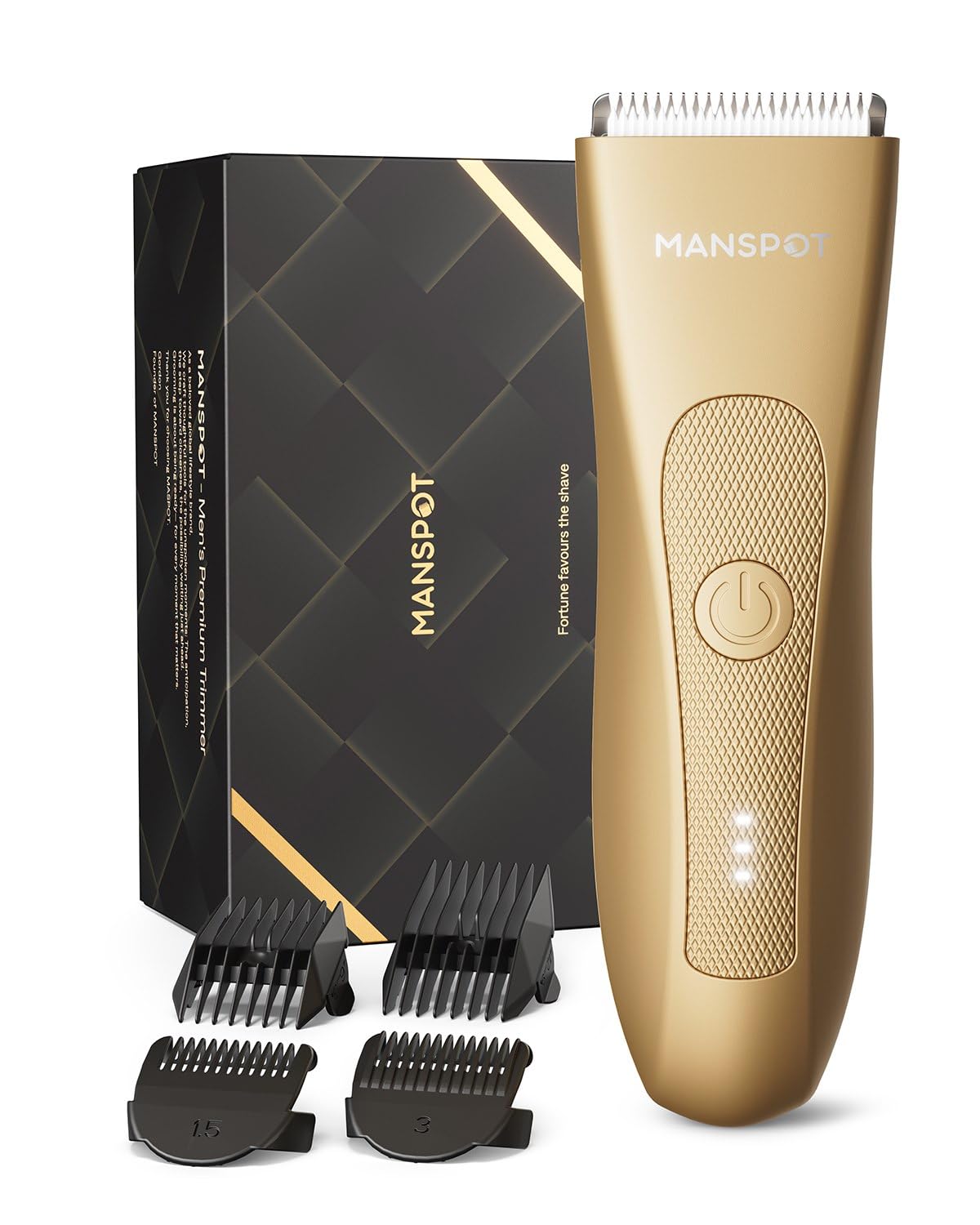 HotMANSPOT Manscape Groin & Body Hair Trimmer for Men, Electric Ball Pubic Trimmer Shaver,Manscape Kit with 4 Guard,Replaceable Ceramic Blade Heads,Waterproof Wet/Dry Shaver,90 Minutes Shaving