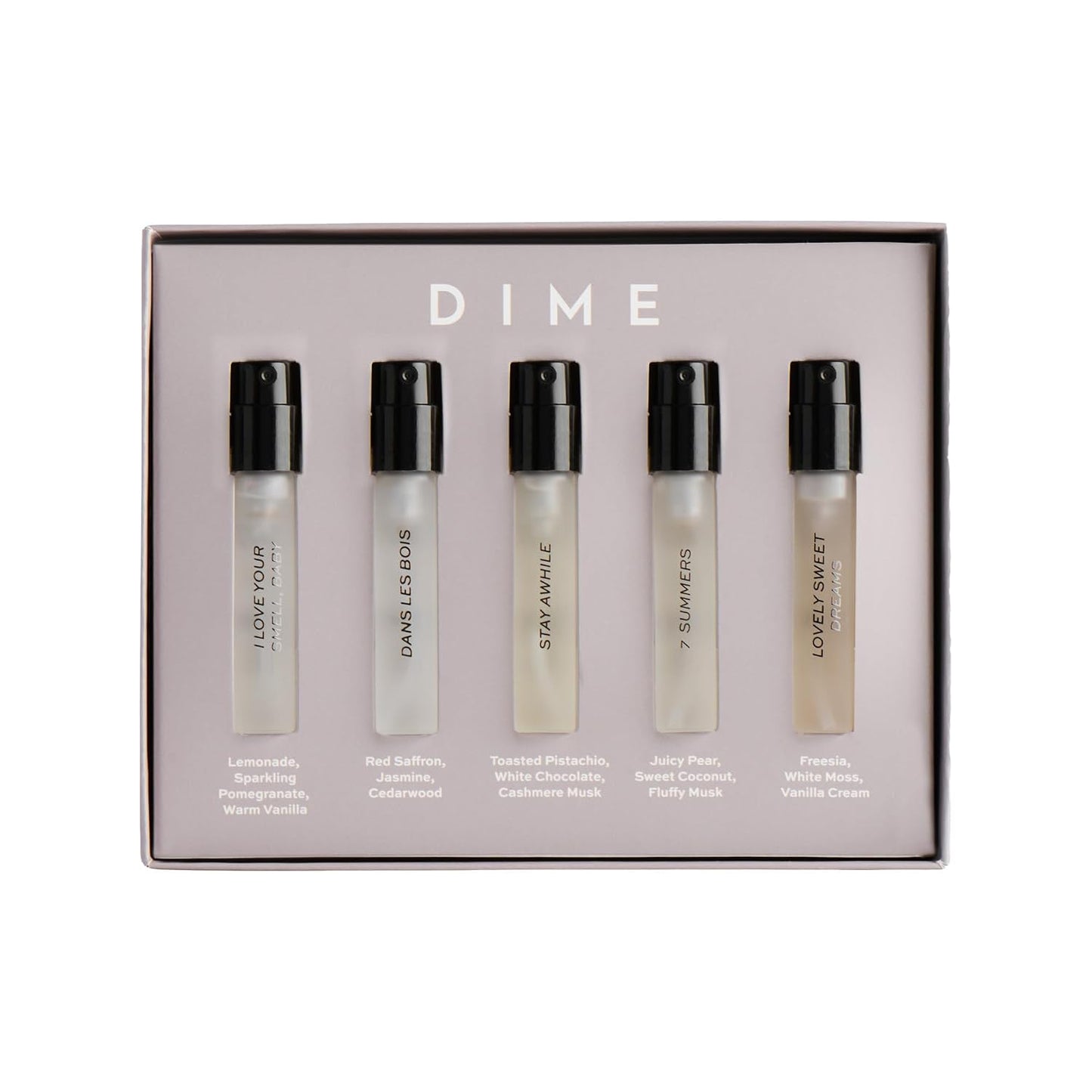 Hot DIME Beauty Perfume Sampler, Hypoallergenic, Clean Perfumes, Eau de Parfum For Women (Set of 5, 2 ml)