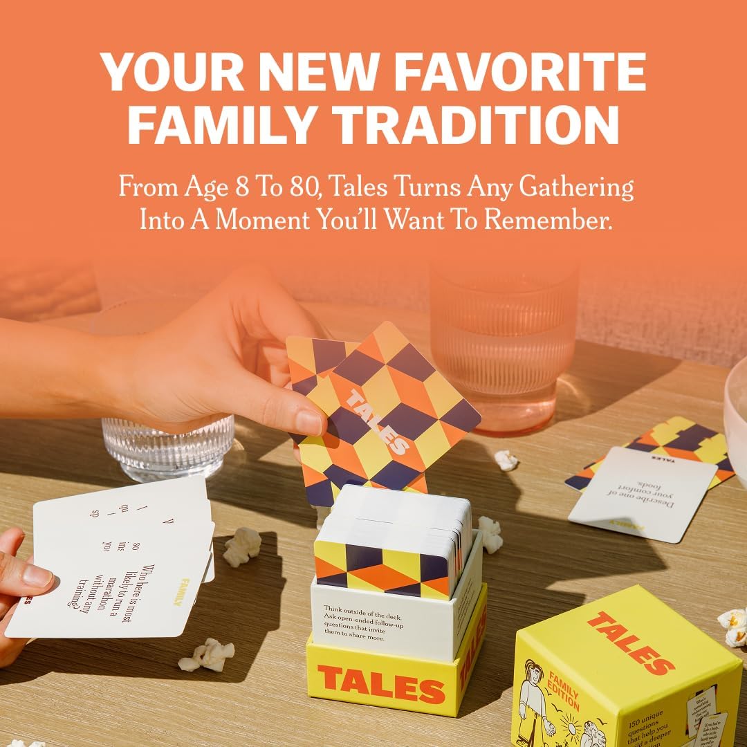 HotTALES 150 Conversation Cards, Perfect for Dinners, Road Trips, Classrooms & Game Nights, Gifts & Gatherings, Conversation Starters to Spark Creativity (Family Edition)