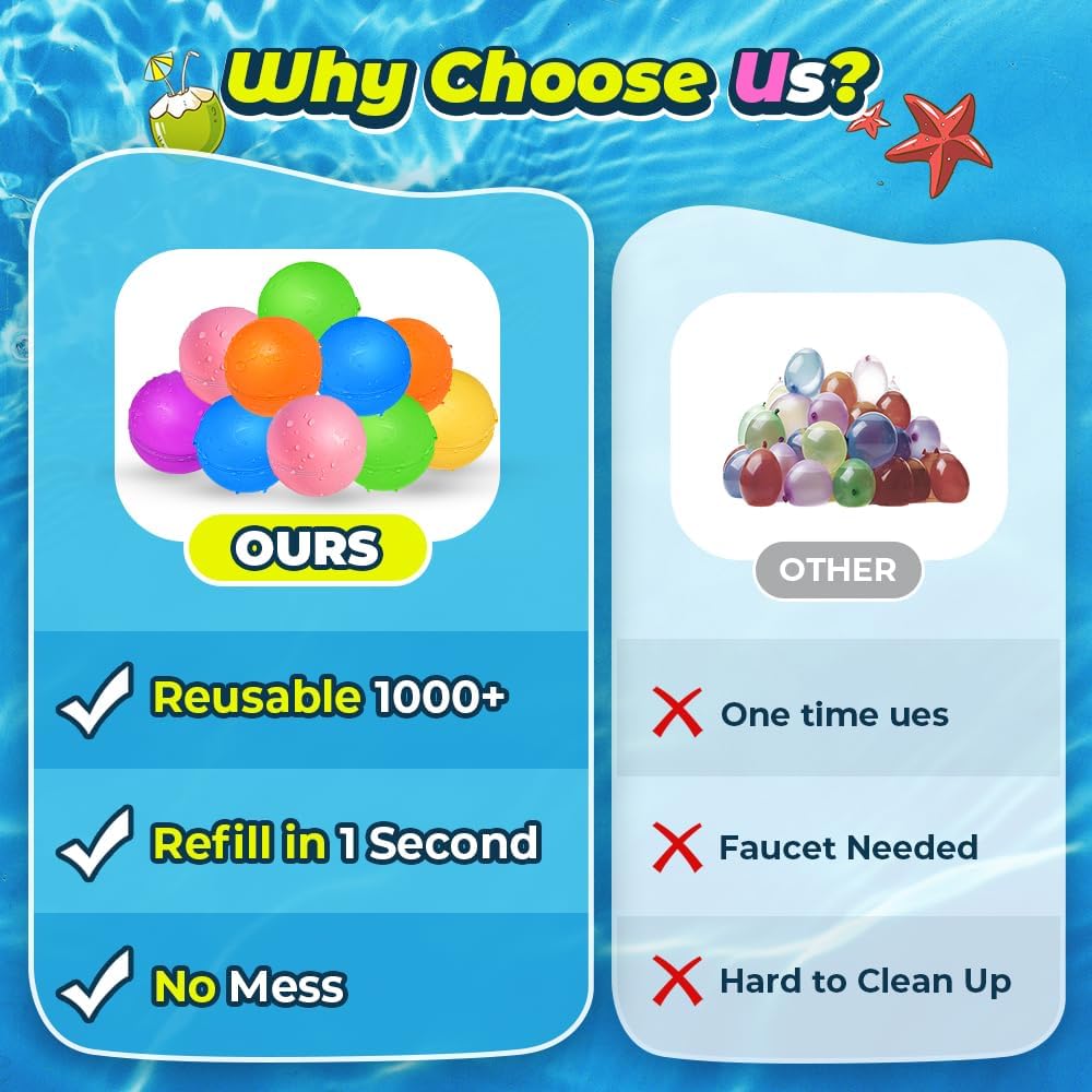 Hot12Pcs Reusable Water Balloons, Pool Beach water Toys for Boys and Girls, Outdoor Summer Toys for Kids Ages 3-12