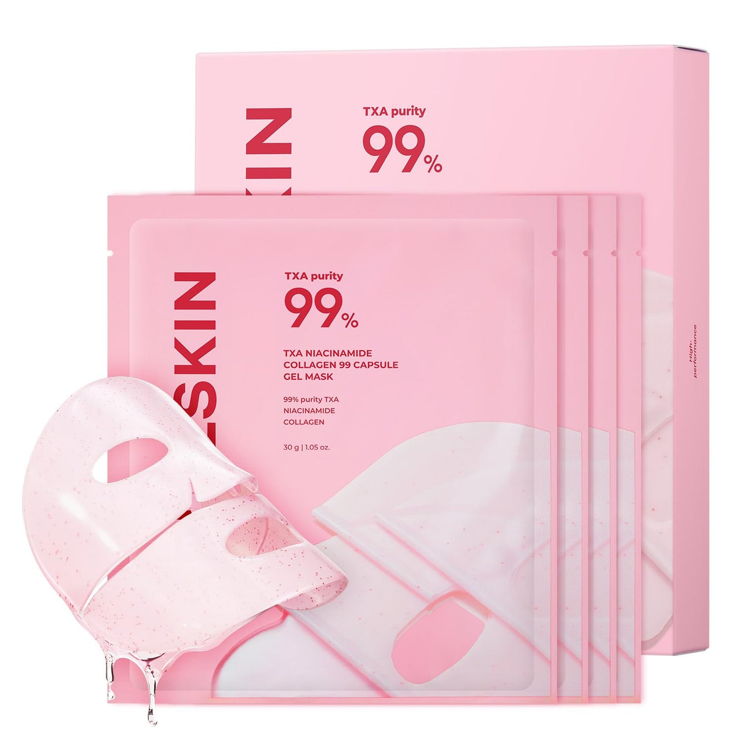 HotAPRILSKIN TXA Pink Capsule Gel Mask | Overnight Face Mask for Glass Glow Skin I 99% High-Purity Tranexamic Acid 3 for uneven skin tone I Elasticity, Hydrating and Firming I Korean Skincare I 30g x 4ea