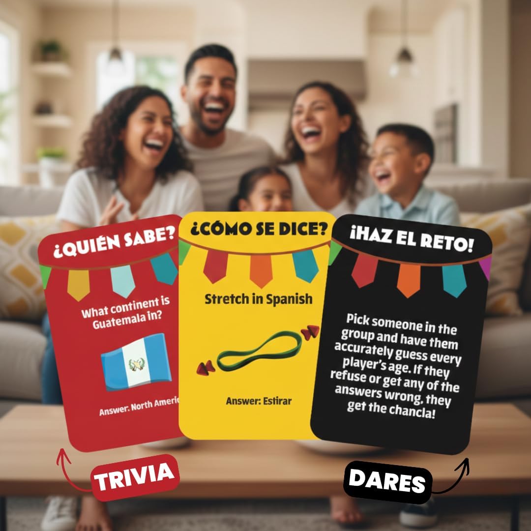 HotViral Studios ¿Cómo Se Dice? – Hilarious Spanish Party Card Game, “Chancla” Included | Funny Latino Game for Families & Adults Game Night | Spanish Trivia for No Sabo Kids | 3+ Players