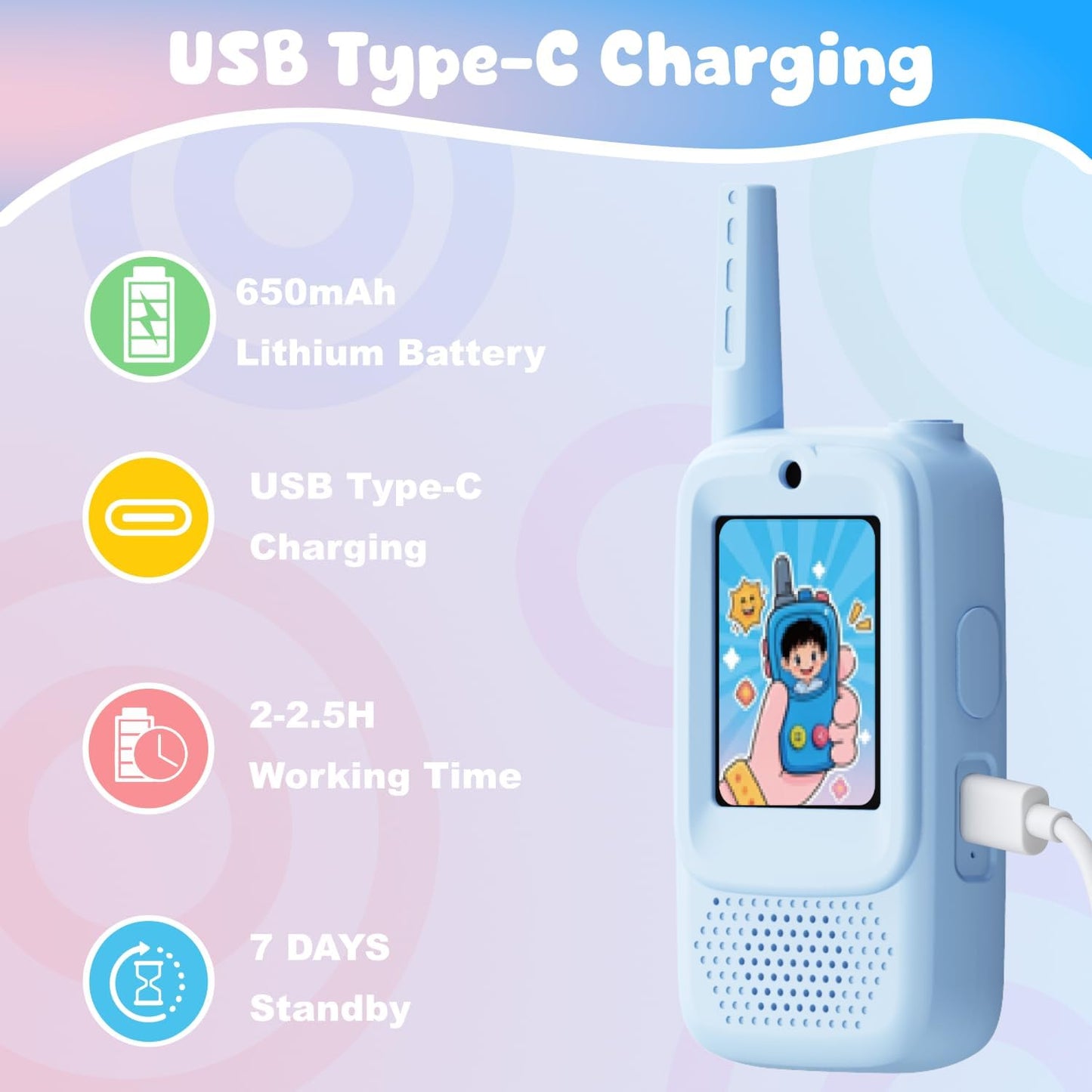 Hot Video Walkie Talkies for Kids, Handheld 2 Pack Rechargeable Video Walkies Talkies, Indoor Outdoor Toys Christmas Birthday Gifts for Age 3-12 Year Old Girls Boys (Blue & Pink)