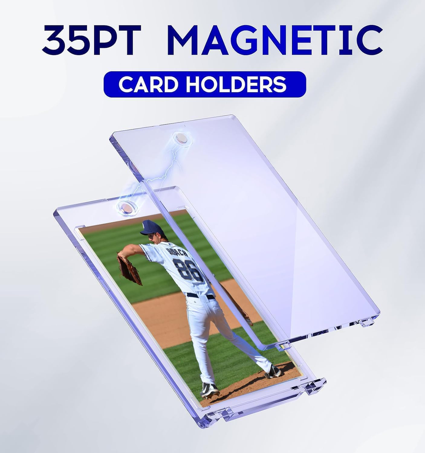 Hot 100ct Magnetic Card Holder, 35pt One Touch Card Holder, U-V Protectors Hard Plastic for Trading Cards, Magnet Case, Sports, Game, Football, Baseball
