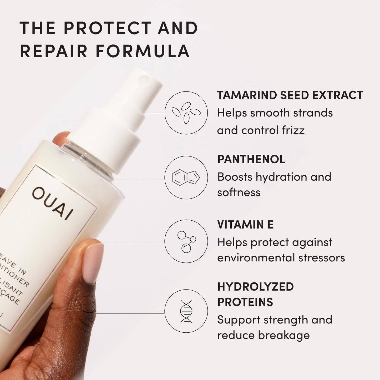 HotOUAI Multitasking Leave In Conditioner, North Bondi Scent | Heat Protectant Spray up to 450°F, Lightweight, Hydrating Detangler & Anti-Frizz Primer for Curly, Fine & Color-Treated Hair