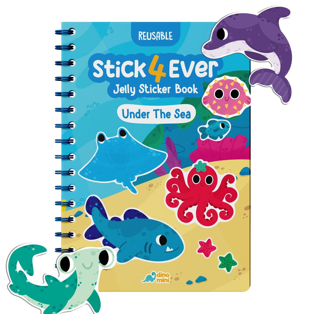 HotStick4Ever Jelly Sticker Book® - for Kids - Waterproof, Easy to Clean Reusable Sticker Book for Toddlers- Reusable Road Trip Activities for Kids - Stocking Stuffers for Toddlers (Animals)