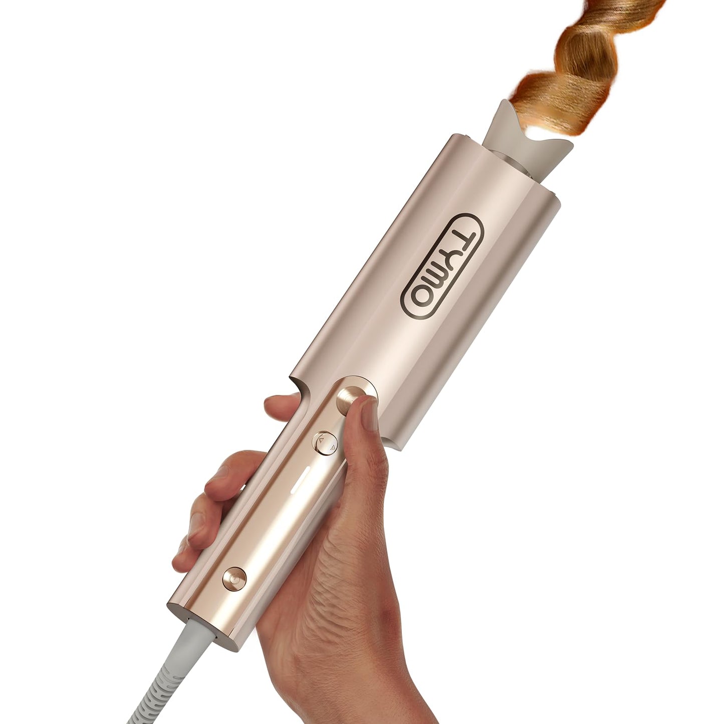 HotTYMO CurlPro Plus Automatic Rotating Curling Iron - Upgraded Long Barrel Curling Wand for Long Hair, Ceramic Hair Curler for Women, Anti-Scald, Tangle-Free, 600M Ionic, Dual Voltage, Gold, 1 Inch