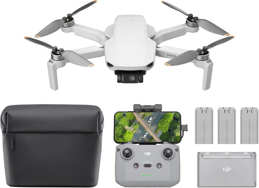 HotDJI Mini 4K Fly More Combo, Drone with 4K UHD Camera for Adults, Under 249 g, 3-Axis Gimbal Stabilization, 10km Video Transmission, Auto Return, 3 Batteries for 93-Min Max Flight Time, QuickShots | Drone with 4K UHD Camera for Adults, 3-Axis Gimbal, 10