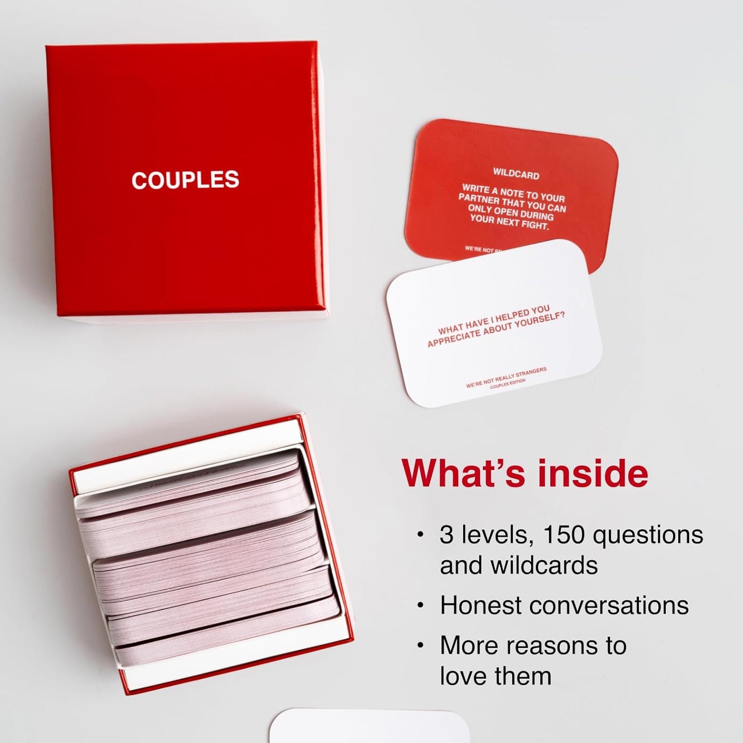 HotWE'RE NOT REALLY STRANGERS Couples Edition Card Game - 150 Conversation Cards for Couples - 2 Player Game for Memorable Date Nights & Game Nights, Ages 15+, 2 Players