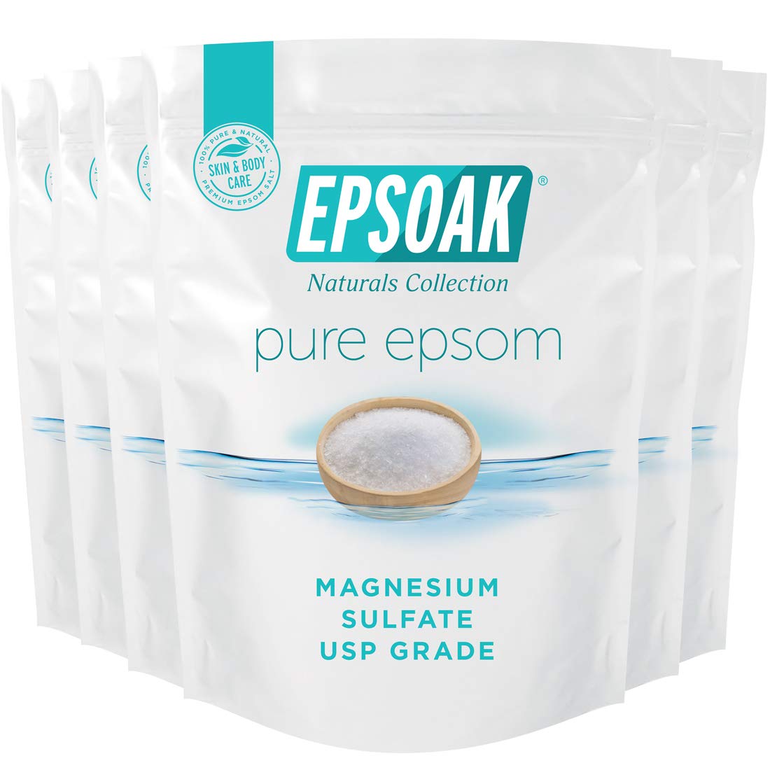 HotEpsoak Epsom Salt 19 lb. Magnesium Sulfate USP. Resealable Epsom Salt Bag Unscented, Made in The USA, Cruelty-Free Certified