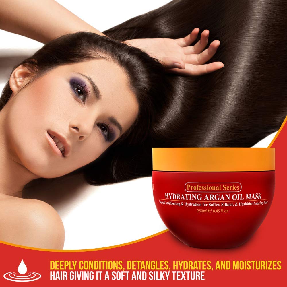 HotArvazallia Hydrating Argan Oil Hair Mask and Deep Conditioner for Dry or Damaged Hair (8.45 oz Jar)
