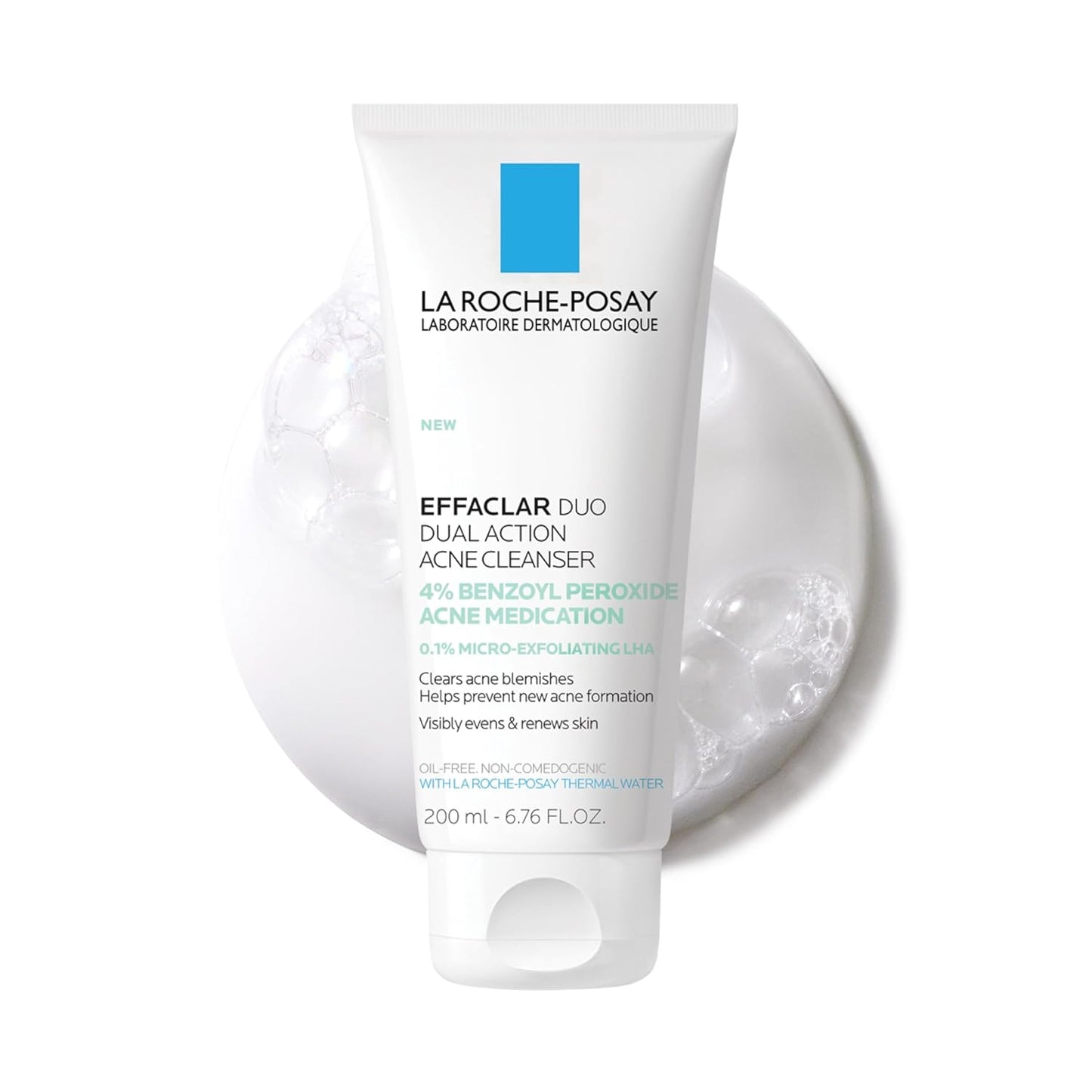 HotLa Roche-Posay Effaclar Dual 4% Benzoyl Peroxide Acne Face Wash 6.76oz | Acne treatment with LHA exfoliant helps clear and prevent blemishes. Paraben free, oil free acne wash.