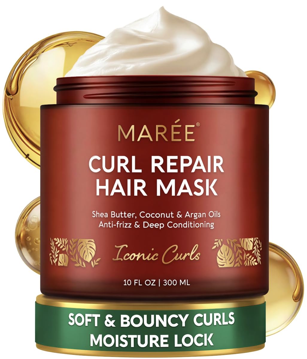 HotMAREE Deep Conditioning Hair Mask for Damaged Hair Treatment – Keratin Hair Care for Hydrating Growth Repair Moisturizing – Dry Curly Color Refreshing – 10 Fl Oz, White