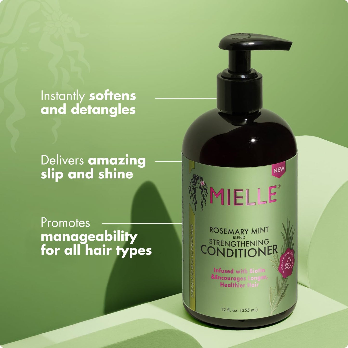 HotMielle Organics Rosemary Mint Strengthening Hair Conditioner for Women & Men - Biotin Infused Detangling & Hydrating Conditioner to Increase Manageability & Support Longer, Healthier Strands, 12 oz