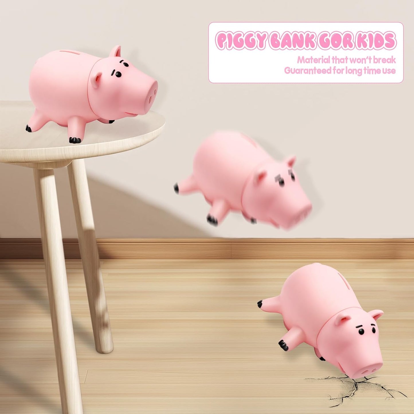 Hot Hamm Piggy Bank Cute Pink Pig Money Box Plastic Saving Coin Box with Color Package Money Bank Great Gift Toy for Kid Children Girls Boys