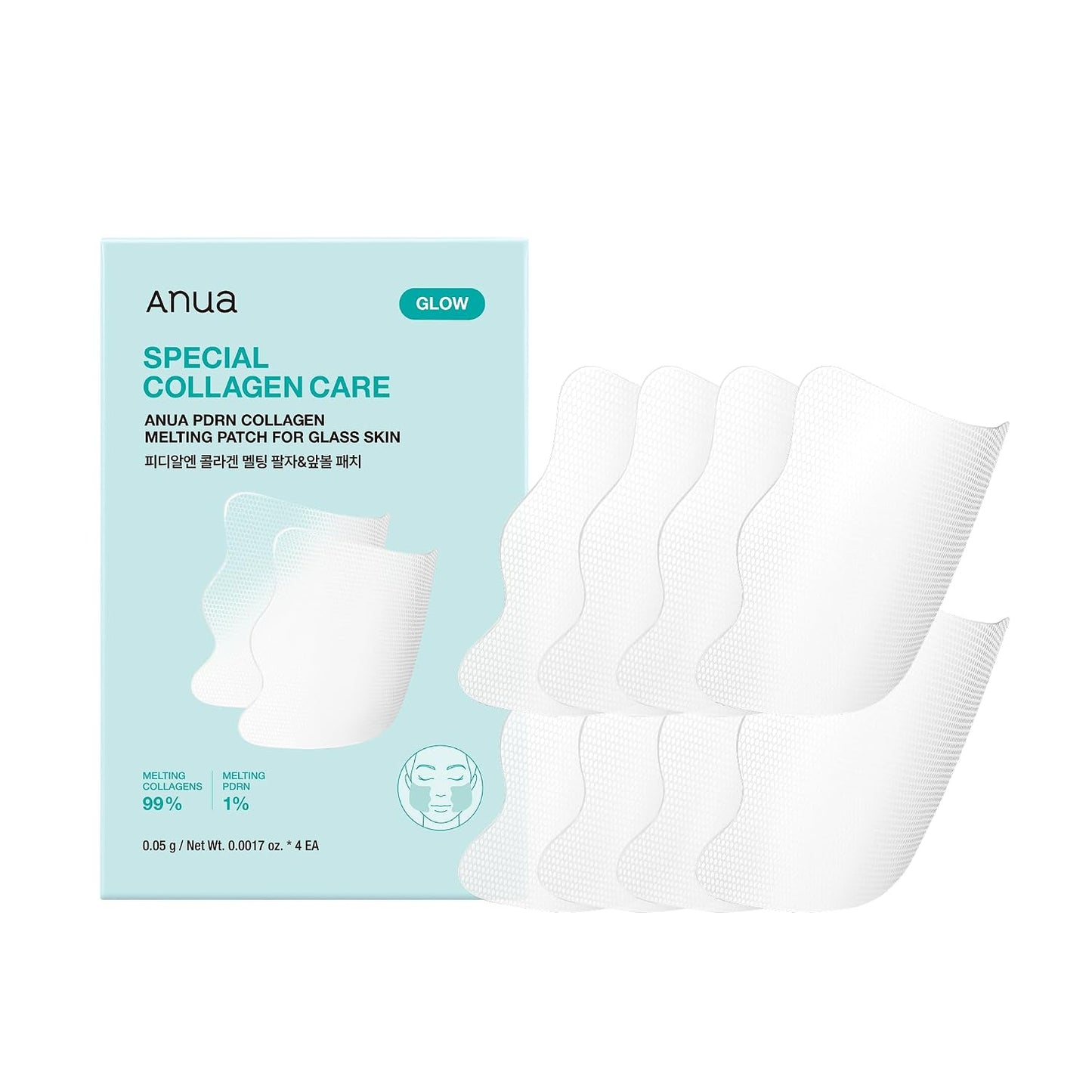 HotANUA Salmon DNA PDRN Collagen Melting Patch for Glass skin, Smile Line Patches, Wrinkle Patches, Melting Thin Collagen Patch, Firming for Fine Lines, Glow, Korean Skincare, 2 Pairs x 4EA, Patch Only