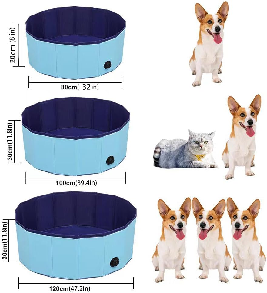 Hot Dog Pool Foldable pet Pool Dog Swimming Pool pet Swimming Pool PVC Non-Slip for All Kinds of Pets (32x8in)