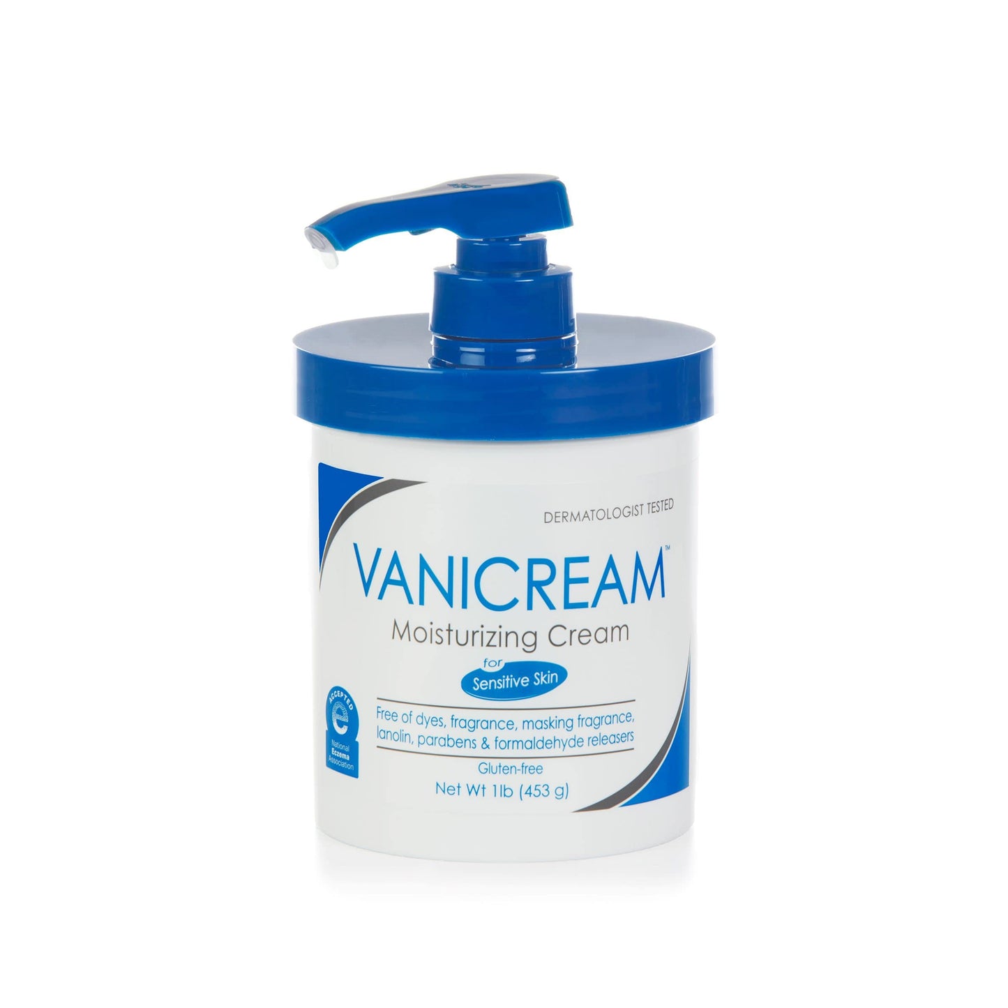 HotVanicream Moisturizing Cream with Pump Dispenser, 16 Oz, Formulated without Common Irritants for Sensitive Skin, Body & Face Moisturizer, Restores Moisture & Soothes Irritated, Itchy Areas