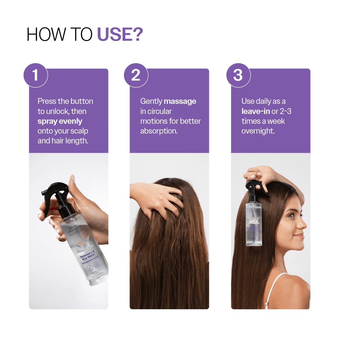 HotBare Anatomy Nature x Science Rosemary Water Spray for Hair Growth & Hair Thickness with Rice Water |100% Natural Extract | Soft & Smooth Hair| Controls Hairfall| Non-Greasy & Fast Absorbing | 200ml
