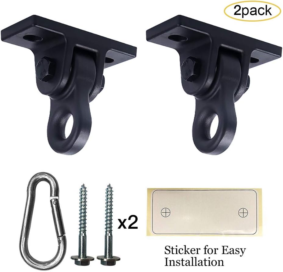 HotABUSA Heavy Duty Black Swing Hangers Screws Bolts Included Over 5000 lb Capacity Playground Porch Yoga Seat Trapeze Wooden Sets Indoor Outdoor 2 Pack