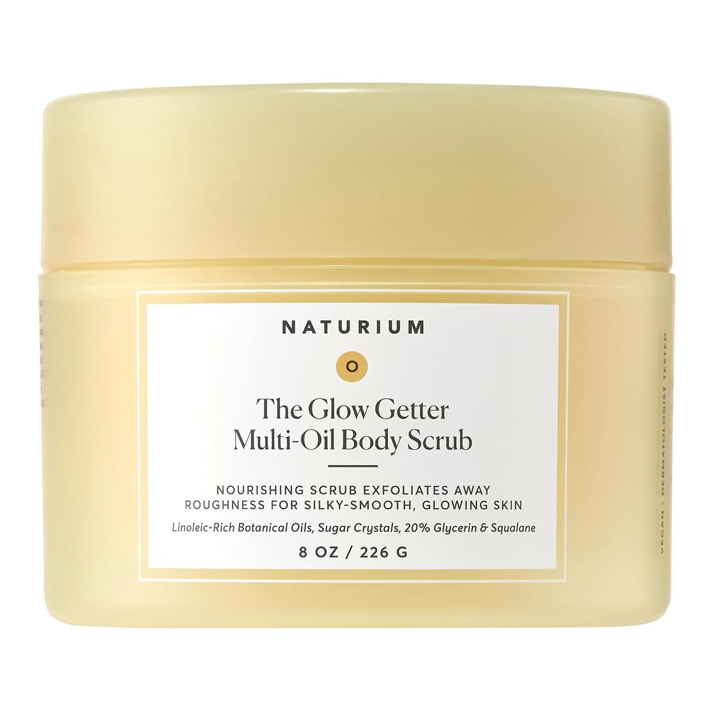 HotNaturium Glow Getter Body Scrub, Exfoliating Sugar Crystals with Linoleic-Rich Oils, Glycerin & Squalane, 226 g / 8 oz