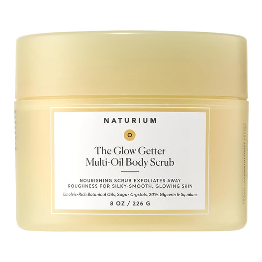HotNaturium Glow Getter Body Scrub, Exfoliating Sugar Crystals with Linoleic-Rich Oils, Glycerin & Squalane, 226 g / 8 oz