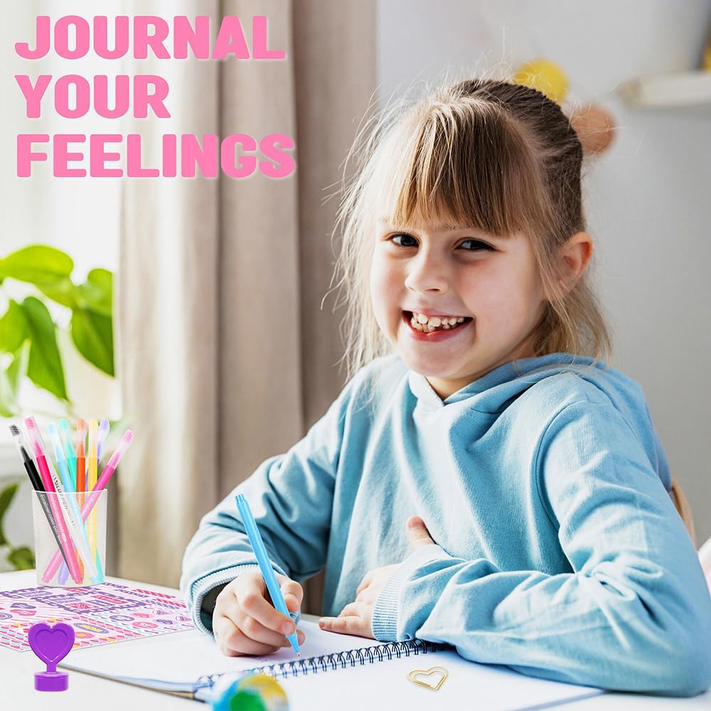 HotNollh DIY Journal Kit for Girls - 200+PCS Teen Tween Girl Gifts Trendy Stuff, Stocking Stuffers, Scrapbook Supplies Stationery Set, Art Crafts Kit - Ideal Gifts for 8 9 10 11 12 13 14 Year Old Girl