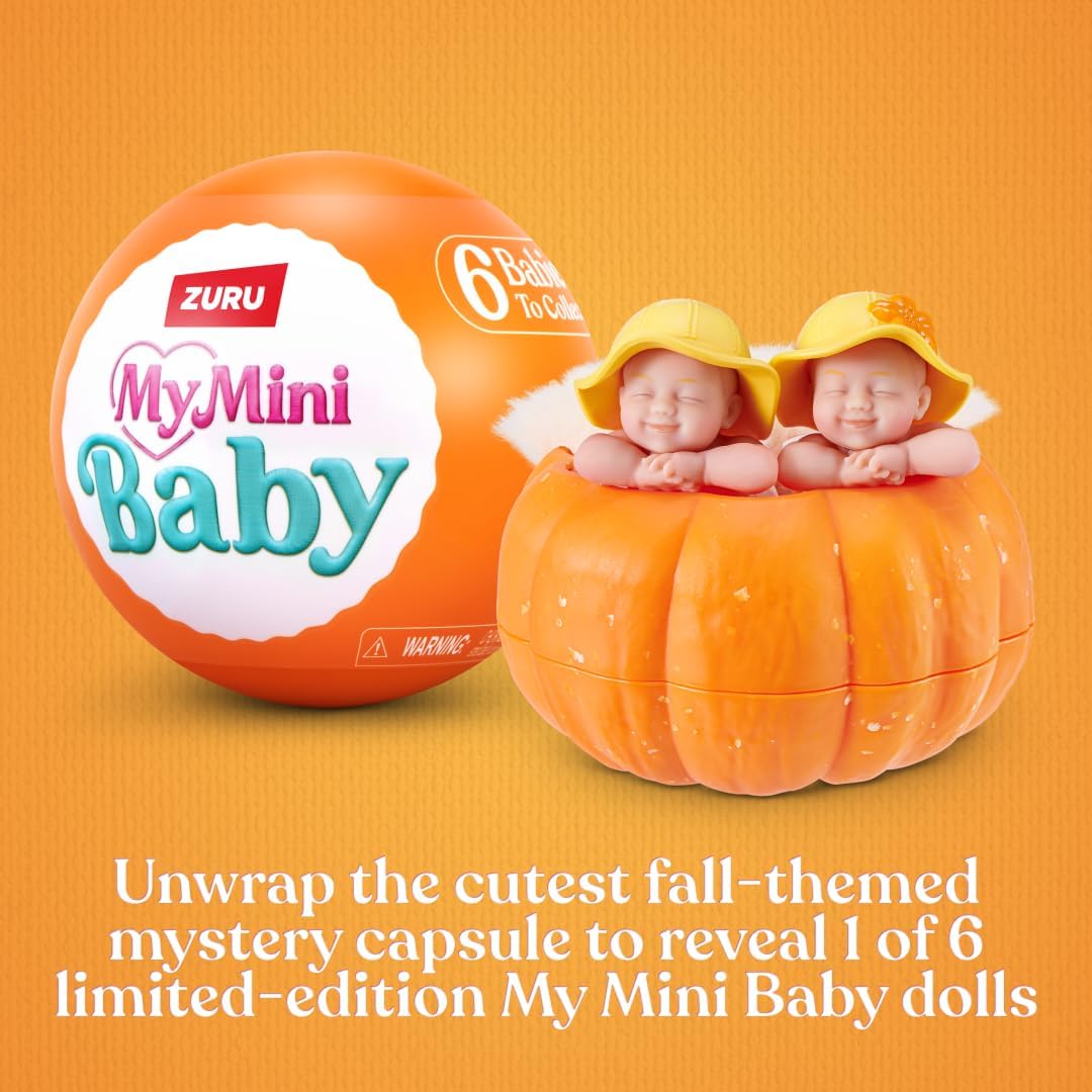HotMy Mini Baby Pumpkin Patch Series 1 by ZURU – Collectible Mystery Capsule Baby Doll with Swaddle & Themed Accessory, Miniature Toy for Girls & Collectors.