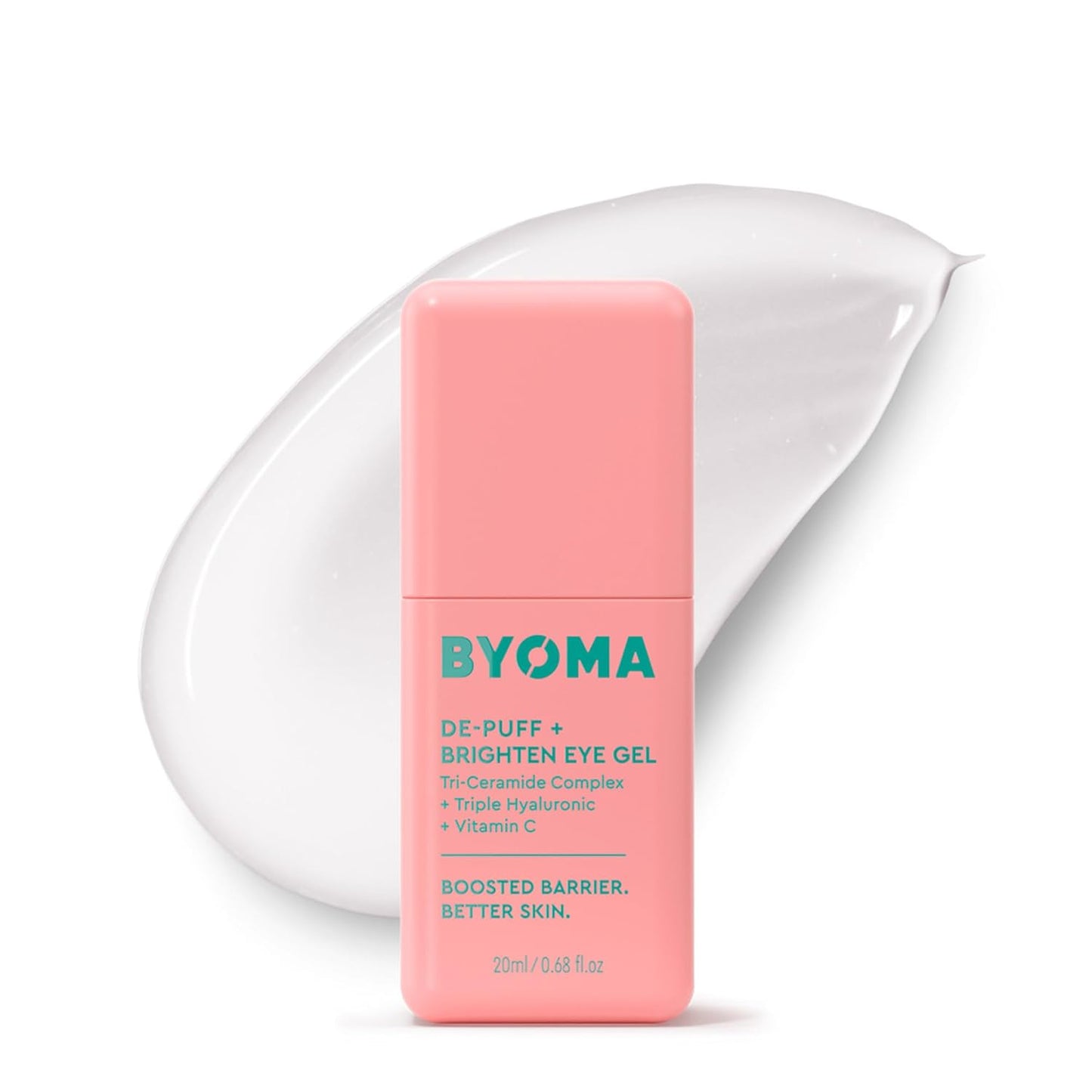 HotBYOMA De-Puff + Brighten Eye Gel - Lightweight Gel Eye Cream for Dark Circles, Puffiness & Wrinkles - Under Eye Cream With Hyaluronic Acid & Vitamin C - Barrier Repair Skincare - 0.68 fl. oz