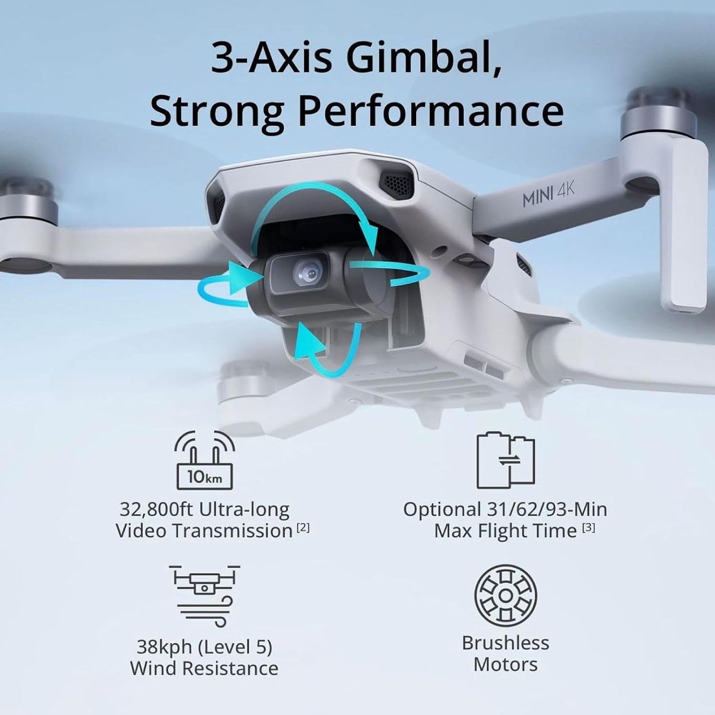 HotDJI Mini 4K Camera Drone Combo, Drone with 4K UHD Camera for Adults, Under 249 g, 3-Axis Gimbal Stabilization, 10km Video Transmission, Auto Return, 2 Batteries for 62-Min Max Flight Time, QuickShots | Drone With 4K UHD Camera for Adults, 3-Axis Gimbal