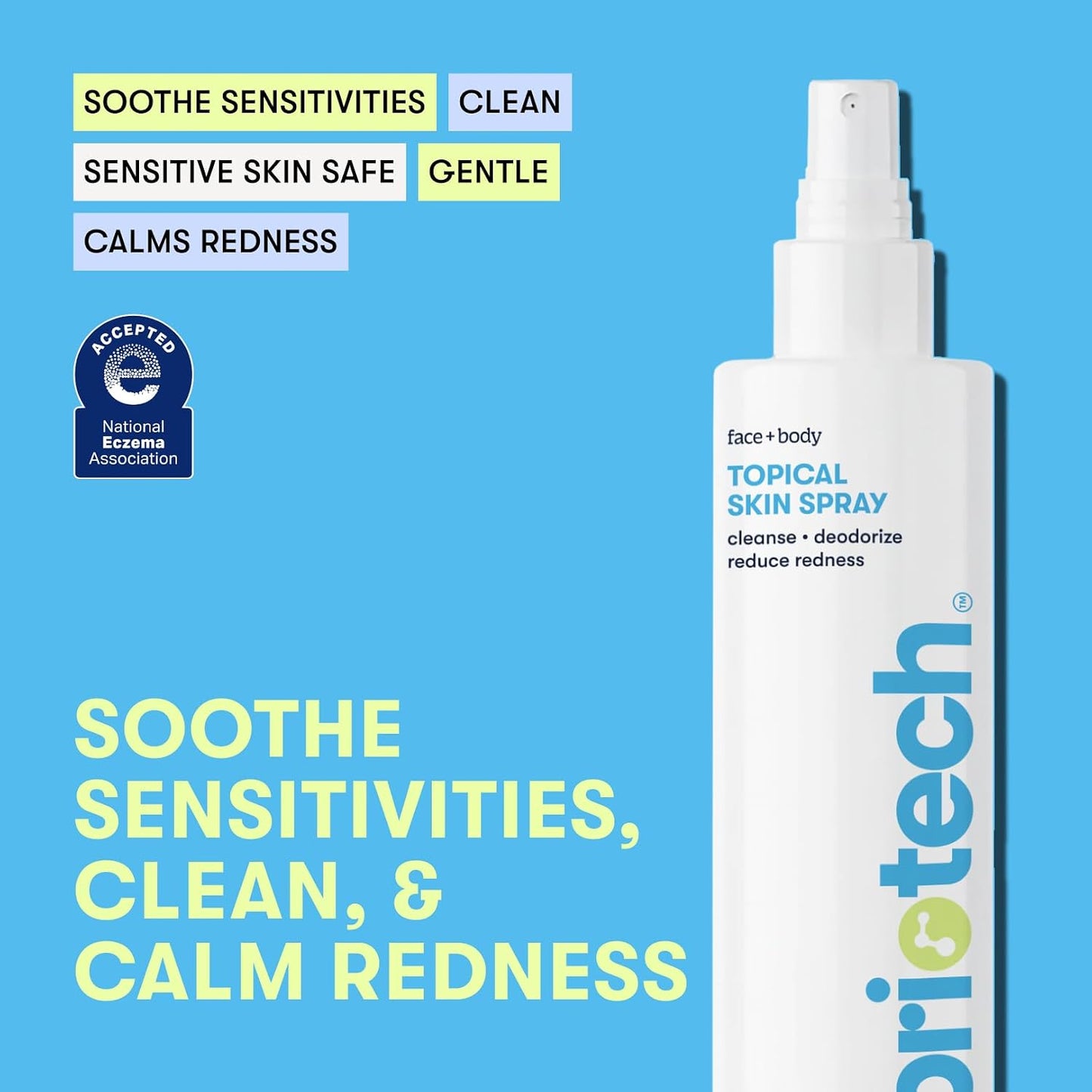HotBRIOTECH Topical Skin Spray, Hypochlorous Acid Spray for Sensitive Skin, HOCl Facial Mist, Full Body Support Against Irritation, Calm Redness, Soothe Foot & Scalp, 8.5 oz (1 Pack)
