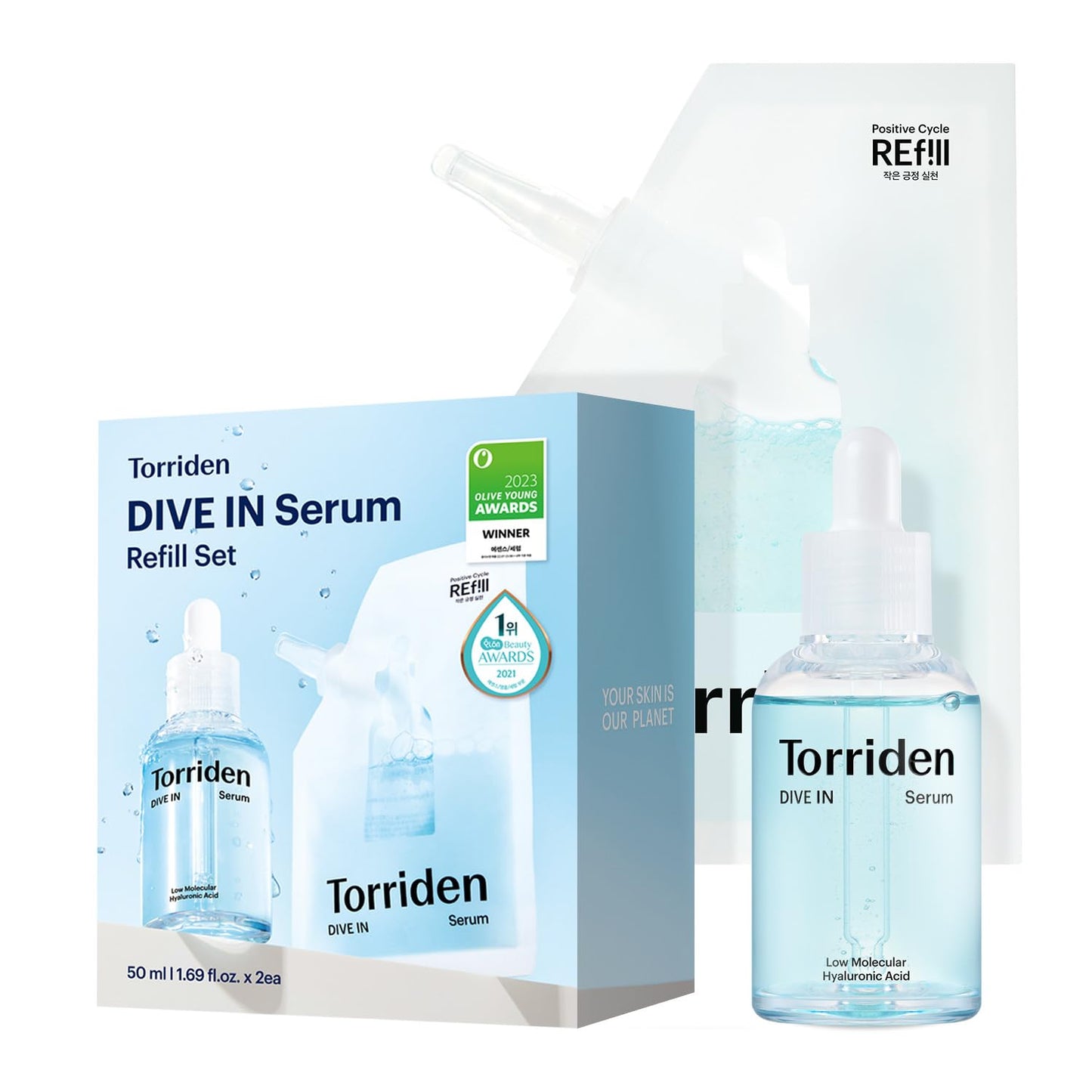 HotTorriden DIVE IN Hyaluronic Acid Serum for Deep Hydration | Korean K-Beauty Glass Skin Plump Glow | Lightweight Fast-Absorbing Face Serum 50ml (1.69 fl.oz.)