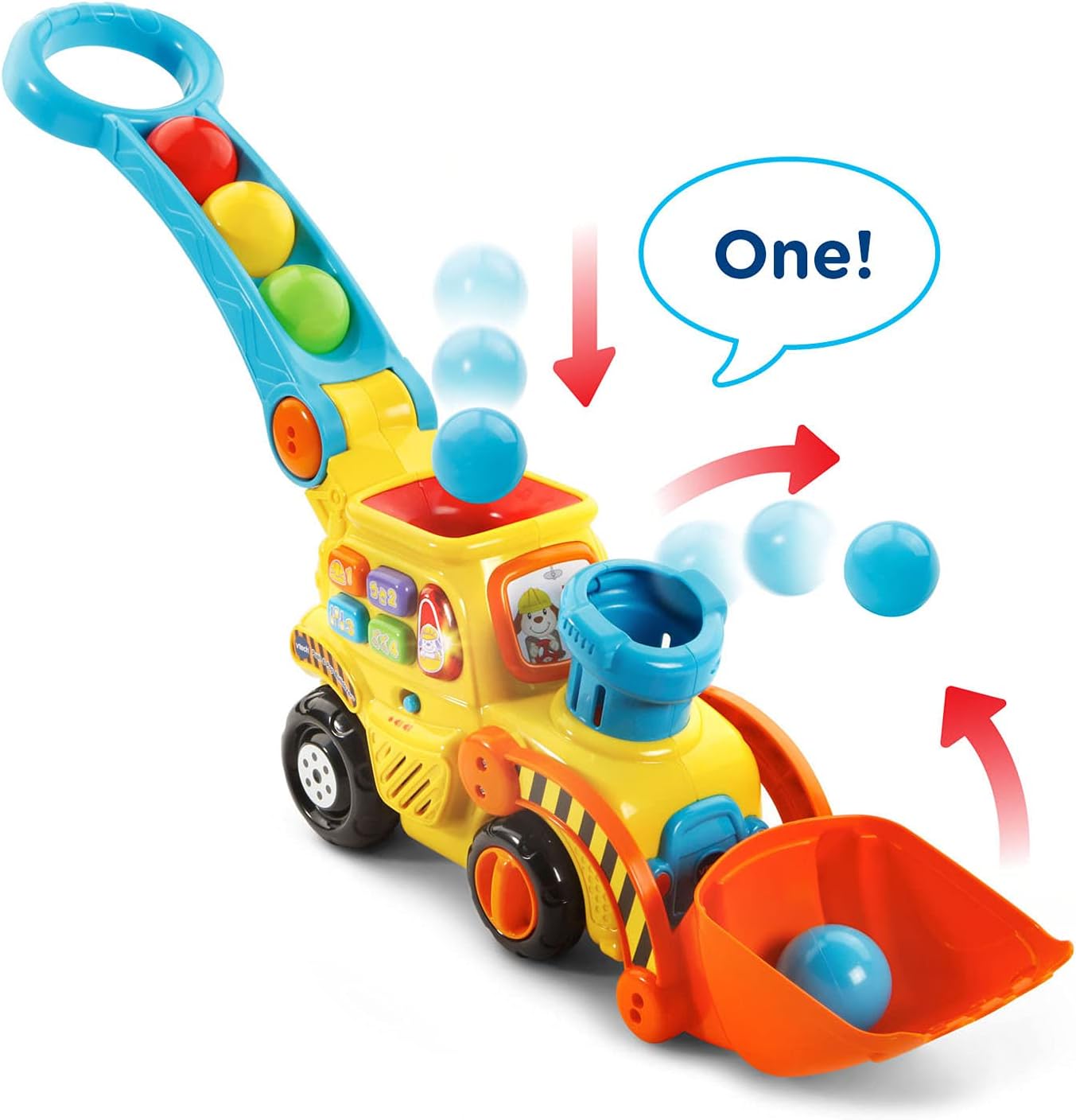 HotVTech Pop-a-Balls Push and Pop Bulldozer, Yellow