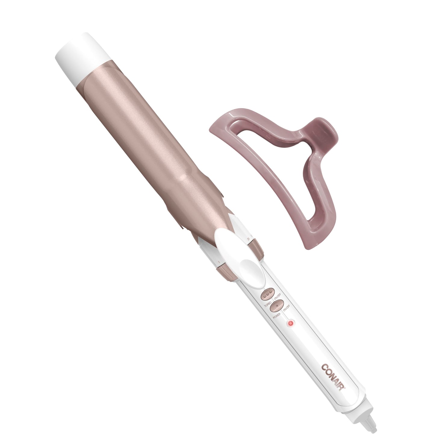 HotConair Curling Iron, Double Ceramic, 1 1/2" Barrel, White/Rose Gold | Hair curler and hair waver for medium to long hair with 30 heat settings, built-in heat protection, a cool tip, and auto off