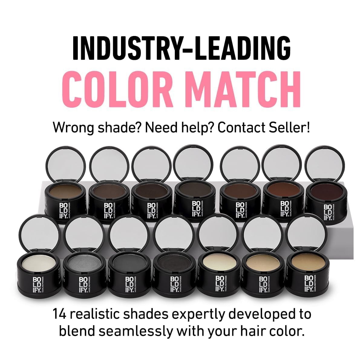 HotBOLDIFY Hairline Powder - Water-Resistant Root Touch Up Hair Color for Gray Coverage - 24-Hour Stain-Proof, Mess-Free Hair Powder for Thinning Hair (4g, Dark Brown)