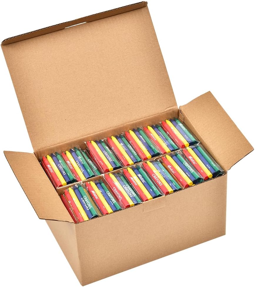 Hot Madisi Crayons Bulk Pack, Regular Size, 4 Colors, 250 Packs, 1000 Count | Crayons Bulk Individual Packs for Kids, Box of Crayons Classroom Set